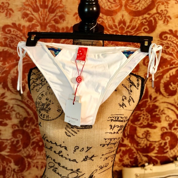 Red Carter White Bikini Bottom with Crisscrossing - Picture 3 of 6